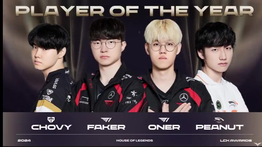 九游appLCK发布年度最佳选手提名预热视频：Chovy、Faker、Oner、Peanut