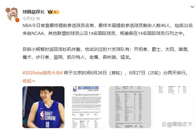 NBA官方预热：杨瀚森有望成第九位中选的中国球员的简单介绍
